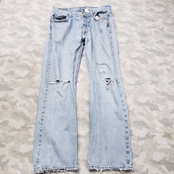 Vintage Levi's 501 Jeans Mens 36x32 Blue Distressed Straight Leg Button Fly - Picture 1 of 14
